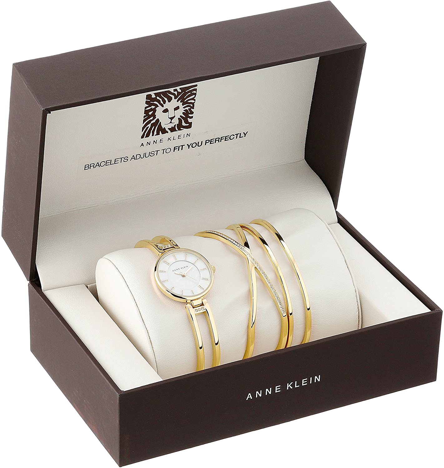 Anne Klein Goldtone Watch and Cuff Bracelet Set - AK-2236GBST